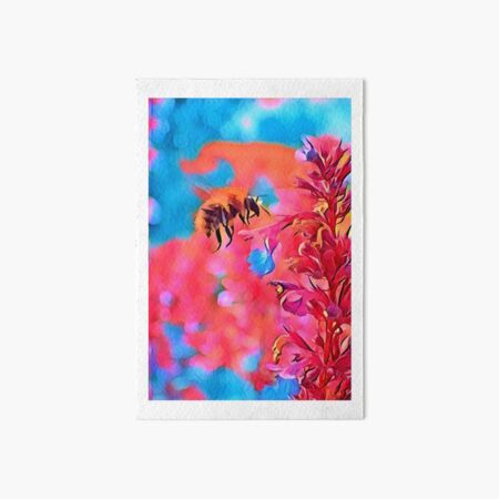 Honey Bee Landing on a Penstemon Flower Art Board Print