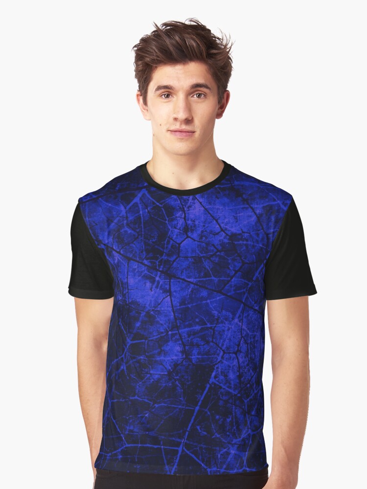 royal blue and black graphic tee