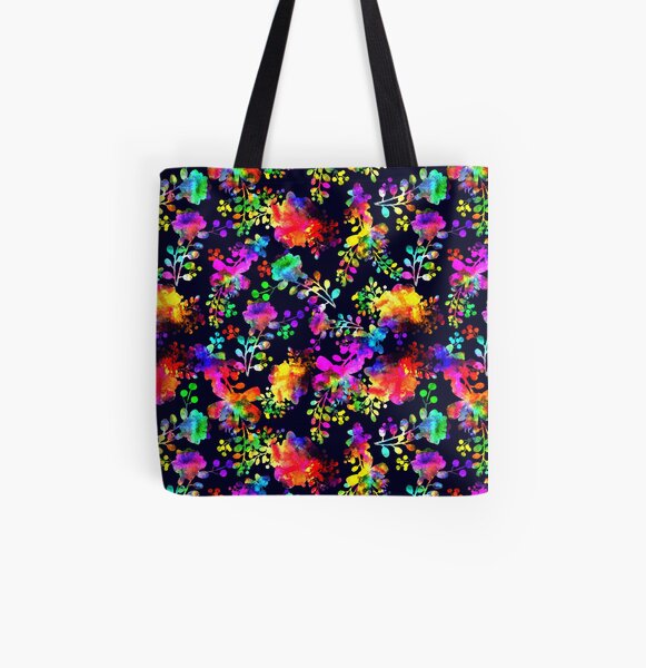 Watercolor bright teen modern art flower All Over Print Tote Bag