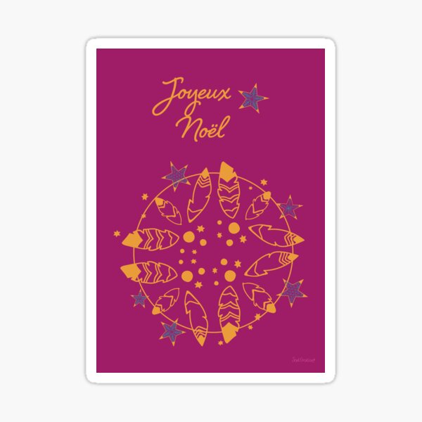 Joyeux Noël bohème attrape rêves étoiles dorées plumes boules Sticker
