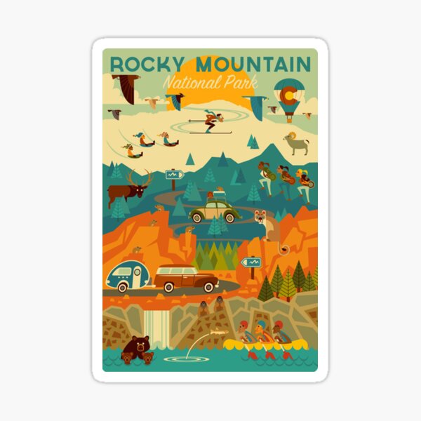 Nostalgic Travel Decal Rocky Mountain National Park Transport Co Vinyl Sticker 