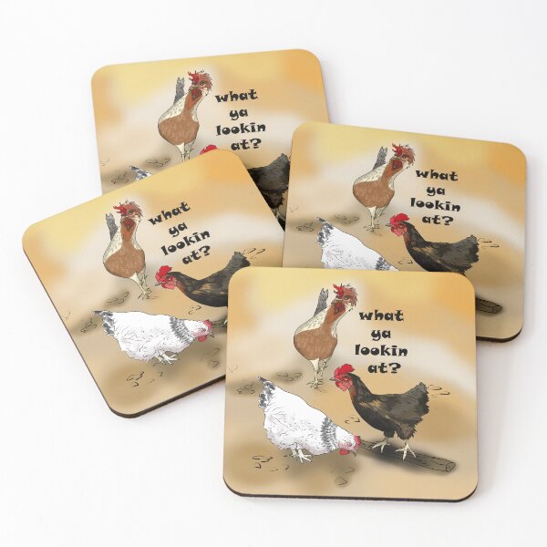 Item preview, farmyard cartoon chickens designed and sold by BeingNow.