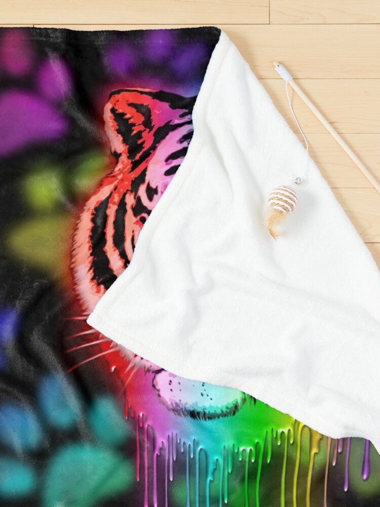 Alternate view of Tiger Neon Dripping Rainbow Colors Pet Blanket