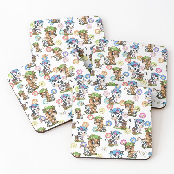Item preview, baby cow flower pattern designed and sold by BeingNow.