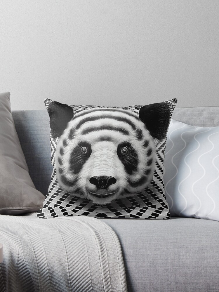 Animals Artwork Black And White Giant Panda BW Throw Pillow