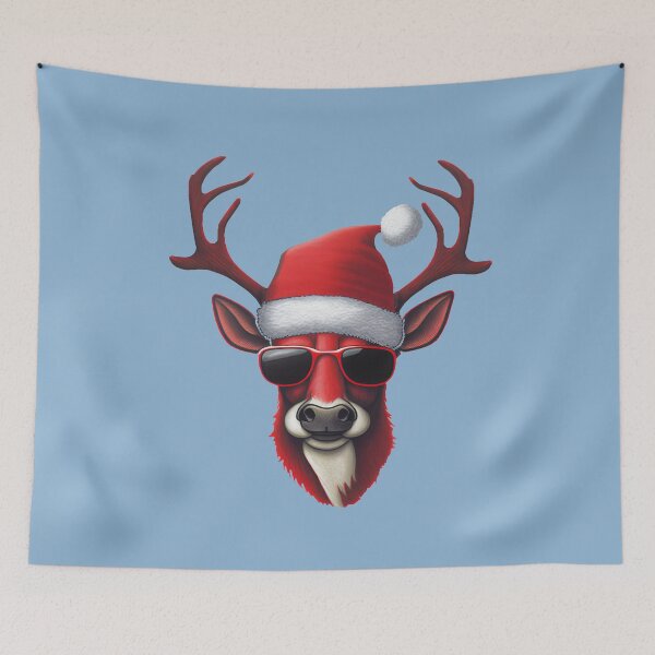 Item preview, Super cool reindeer with Santa hat and sundglasses designed and sold by Nisyo.