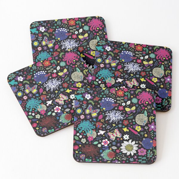 Item preview, Japanese Garden - Multicolored on Black - exotic floral pattern by a Cecca Designs designed and sold by Cecca-Designs.