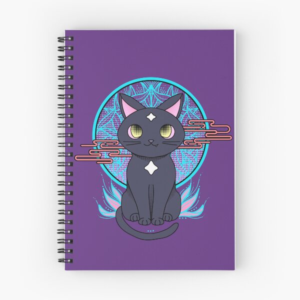 Item preview, Cute anime black cat illustration with white stars. Cyberpunk manga cat. designed and sold by ChrisiMM.