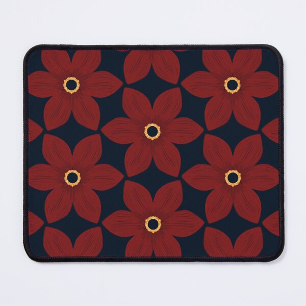 Item preview, Red Over Dark Blue Floral designed and sold by LBArtYarn.