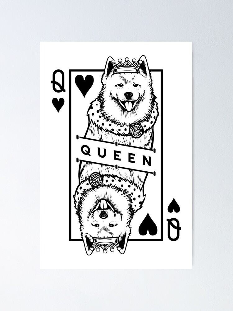 Samoyed Queen Of Hearts Funny Dog Lover Card Pop Art