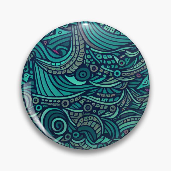 Artikelvorschau, Aztec Blue and Green Stone Mosaic Pattern Design Digital Painting entworfen und verkauft von CodeAndColors.