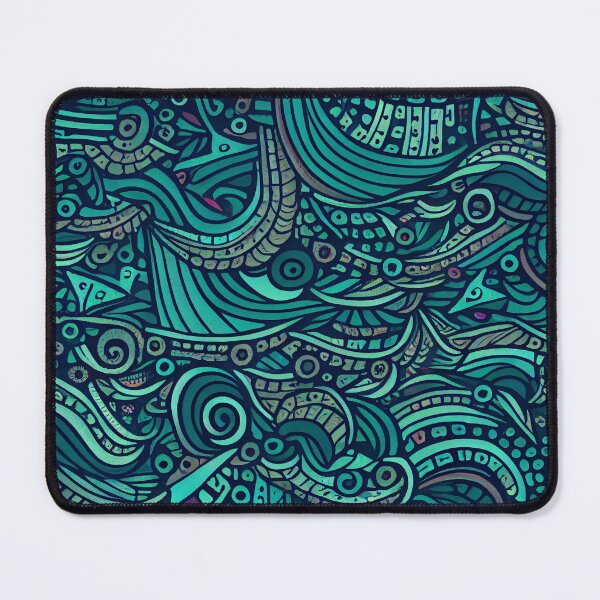 Artikelvorschau, Aztec Blue and Green Stone Mosaic Pattern Design Digital Painting entworfen und verkauft von CodeAndColors.