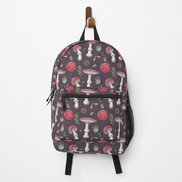 Item preview, Summer Amanitas on Dark Red Background designed and sold by Forest of Wonders.