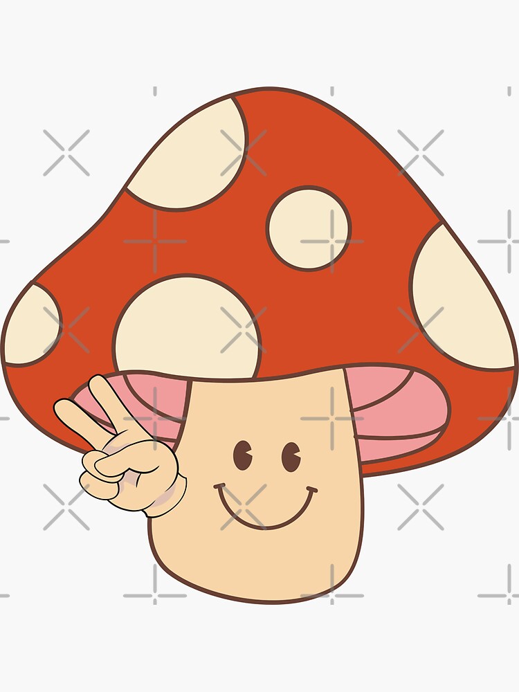 Retro Vintage Mushroom Design - Retro Vintage Aesthetic - Sticker