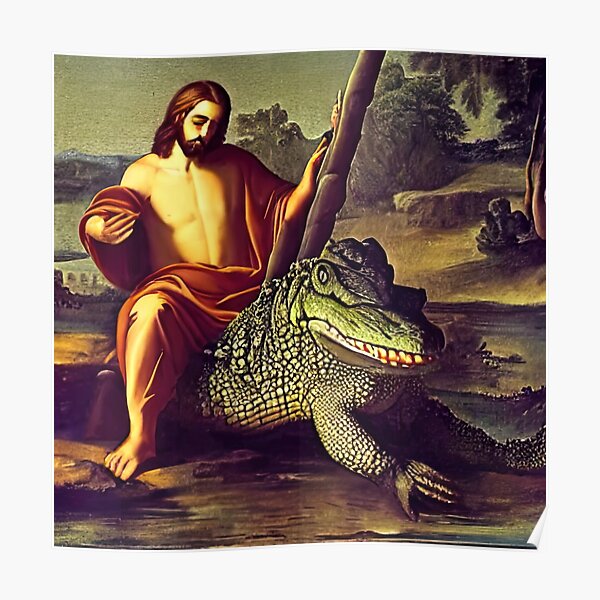 "Jesus Tames a Crocodile (Jesus Loves Animals)" Poster for Sale by