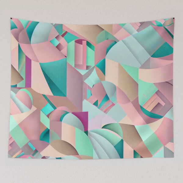 Aperçu de l'œuvre Modern Abstract Geometric Pastel Pattern Digital Painting créée et vendue par CodeAndColors.