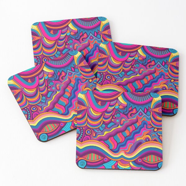 Item preview, Colorful Psychedelic Trippy Pattern Print Digital Painting designed and sold by CodeAndColors.