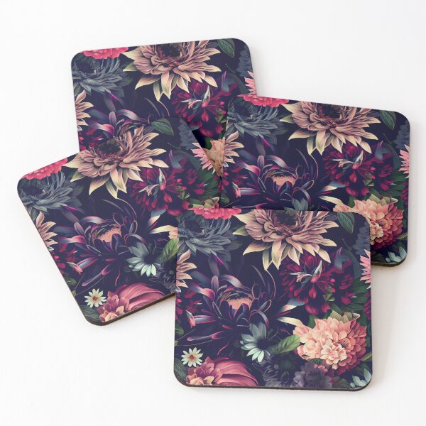 Artikelvorschau, Modern Elegant Fancy Dark Floral Flower Pattern Print Digital Painting entworfen und verkauft von CodeAndColors.