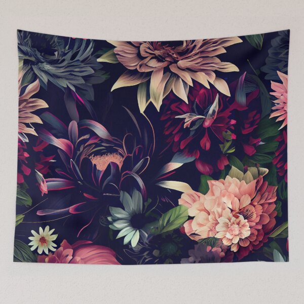 Artikelvorschau, Modern Elegant Fancy Dark Floral Flower Pattern Print Digital Painting entworfen und verkauft von CodeAndColors.