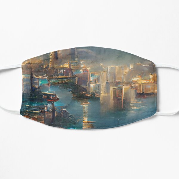 Hong Kong Skyline Art Flat Mask