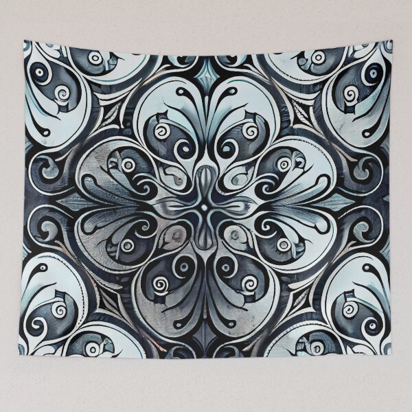 Artikelvorschau, Detailed Dark White Floral Fancy Design Digital Painting entworfen und verkauft von CodeAndColors.