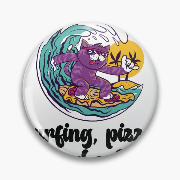 Item preview, Surfing Cat Eating Pizza, Gift for Cat Mom Dad, Cat Present designed and sold by Jewelspride.