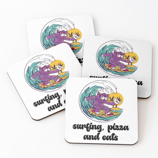 Item preview, Surfing Cat Eating Pizza, Gift for Cat Mom Dad, Cat Present designed and sold by Jewelspride.
