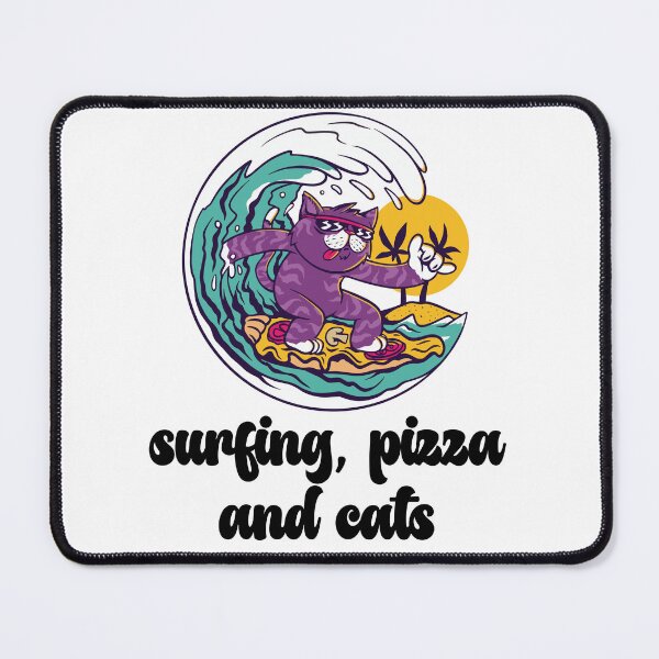 Item preview, Surfing Cat Eating Pizza, Gift for Cat Mom Dad, Cat Present designed and sold by Jewelspride.