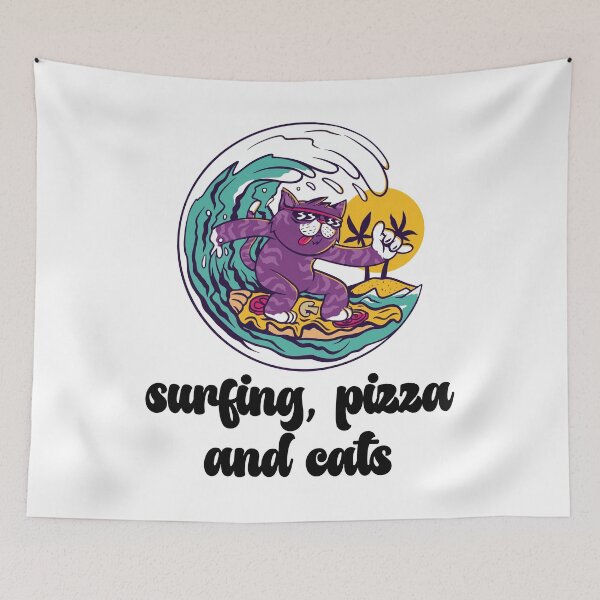 Item preview, Surfing Cat Eating Pizza, Gift for Cat Mom Dad, Cat Present designed and sold by Jewelspride.