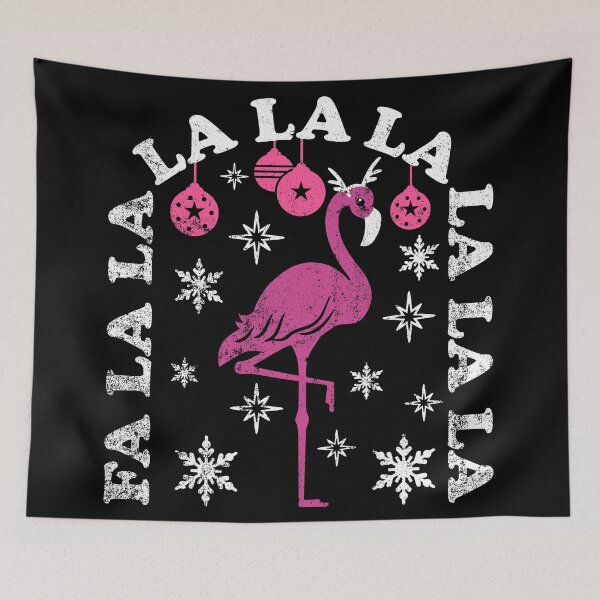 Item preview, Cute and Funny Falala Pink Flamingo Christmas - Distressed Black designed and sold by PearlMoonGrapes.
