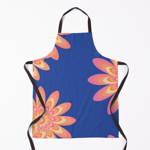 Item preview, pink dahlia flowers retro style blue designed and sold by Bakkia.