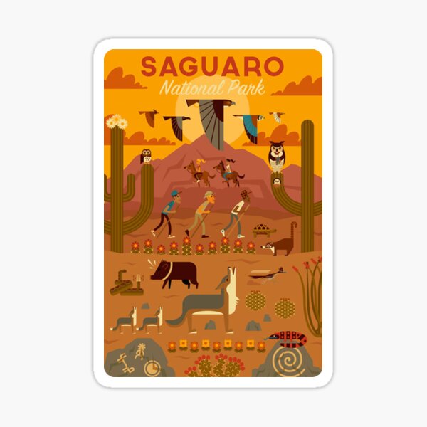 Item preview, Saguaro National Park Arizona Travel Decal Poster designed and sold by MeLikeyTees.