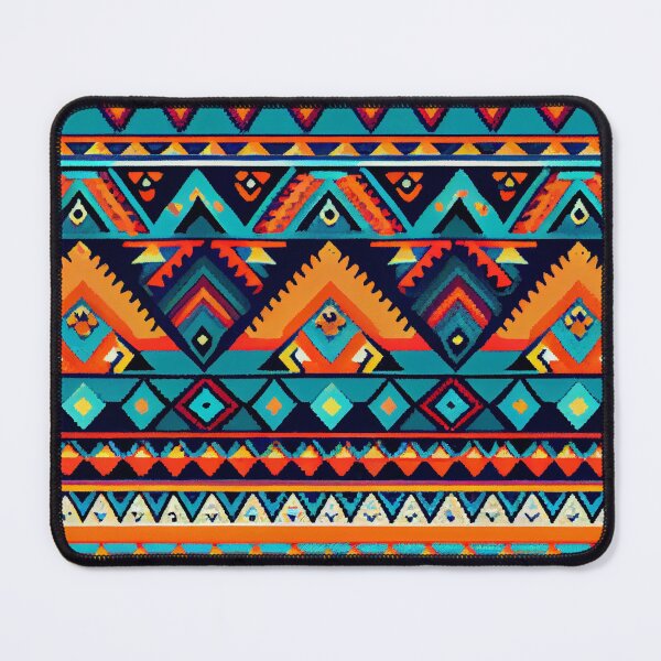Artikelvorschau, Tribal Aesthetic Winter Design with Blue Orange and Red Pattern Digital Painting entworfen und verkauft von CodeAndColors.