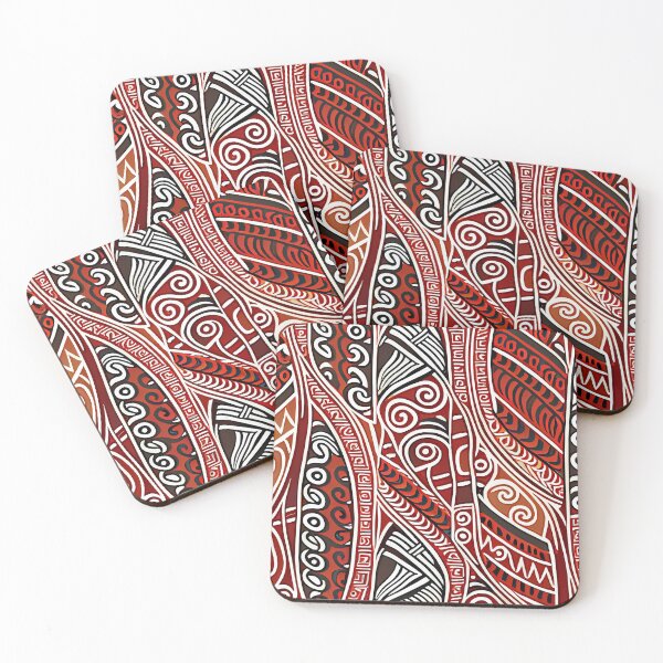 Artikelvorschau, Dark Red Black and White Tribal Aesthetic Design Pattern Digital Painting entworfen und verkauft von CodeAndColors.