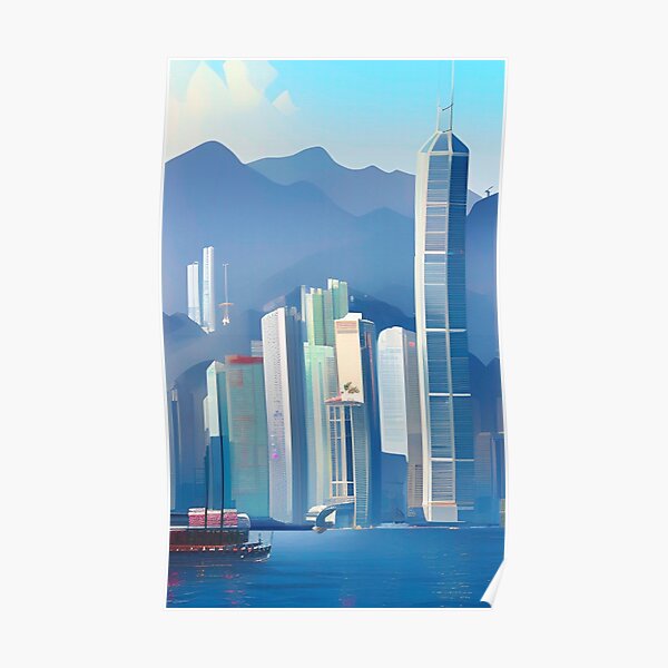 Hong Kong Cityscape Art Poster