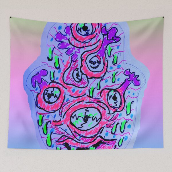 Aperçu de l'œuvre Pastel Lowbrow Hamsa créée et vendue par Discordant Dreams Art.