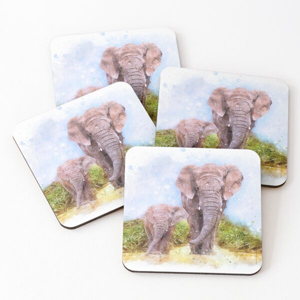 Item preview, African elephant watercolor designed and sold by PetsArt.