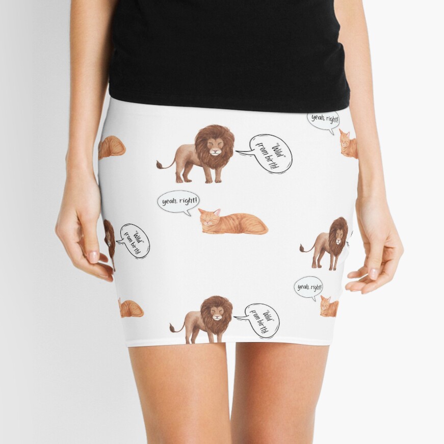 Wild from Birth / Sarcastic Lion and Cat Mini Skirt