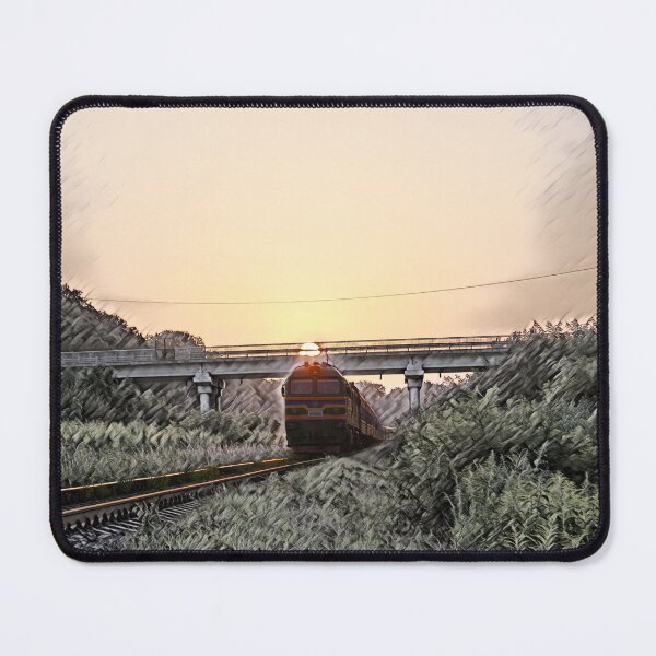 Item preview, Locomotive 2M62 in Ukraine at sunset. designed and sold by ChernivtsiSkoda.