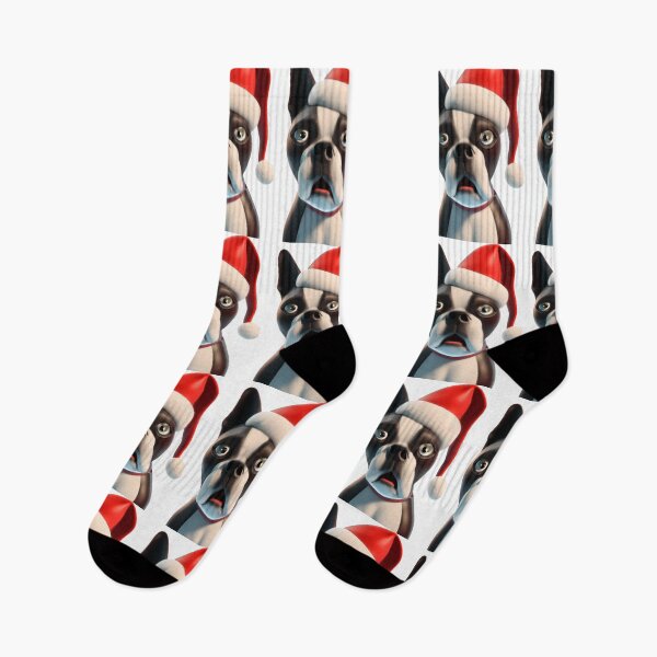 Item preview, Santa Boston Terrier designed and sold by mindgoop.