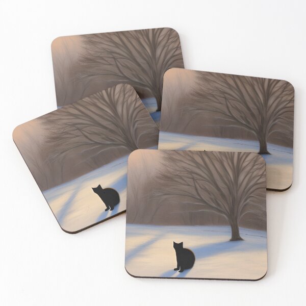 Item preview, Rustic Winter Morning Landscape With Black Cat designed and sold by DigitalMandy.