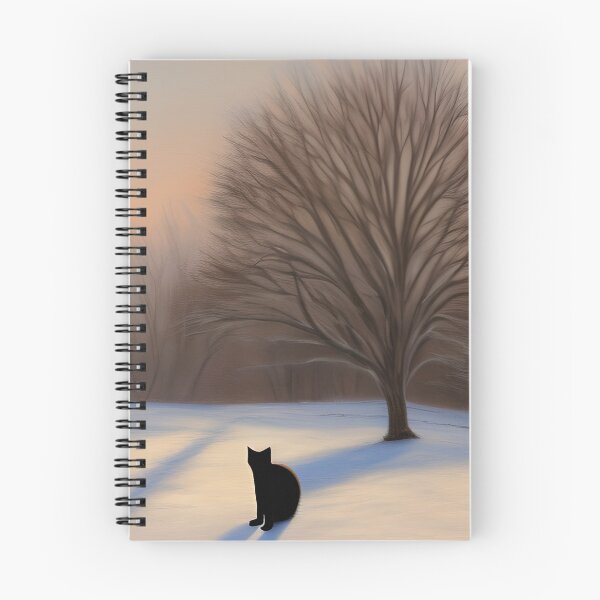 Item preview, Rustic Winter Morning Landscape With Black Cat designed and sold by DigitalMandy.