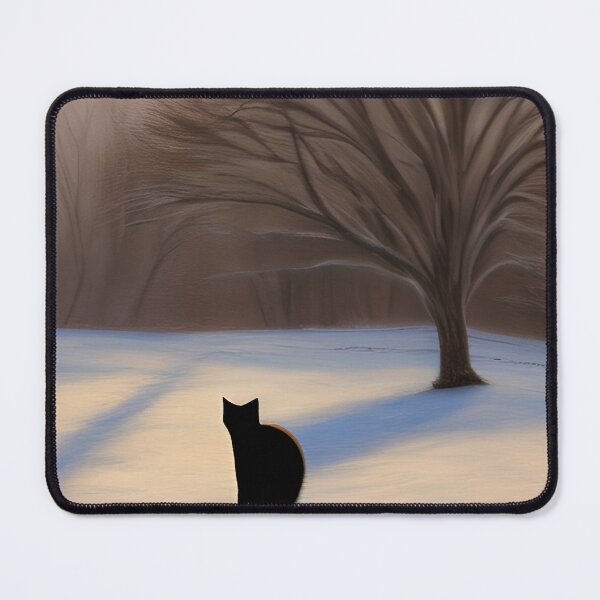 Item preview, Rustic Winter Morning Landscape With Black Cat designed and sold by DigitalMandy.