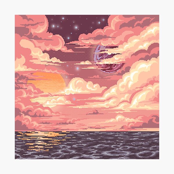 Pixel art dusk Photographic Print