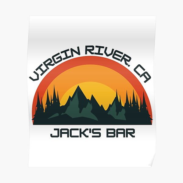 "Jack's Bar Virgin River realistic design with mountain's and sun