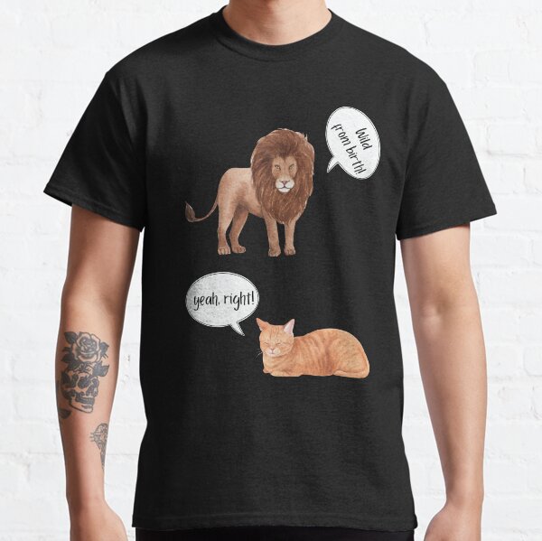 Lion et chat sarcastiques T-shirt classique
