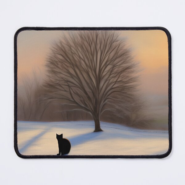 Item preview, Rustic Winter Morning Landscape With Black Cat designed and sold by DigitalMandy.