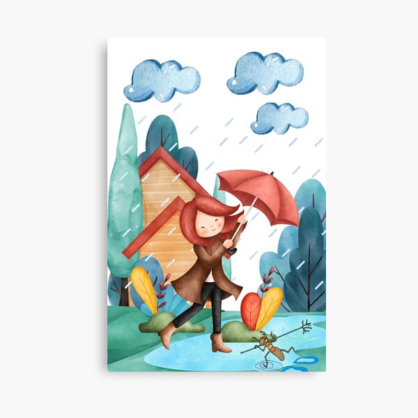 Redhead Girl, Cricket and Umbrella Canvas Print