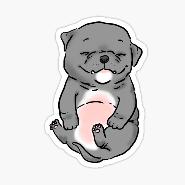 Silly Pit Bull Puppy Sticker by Sad Zebra - Art by Nikiya