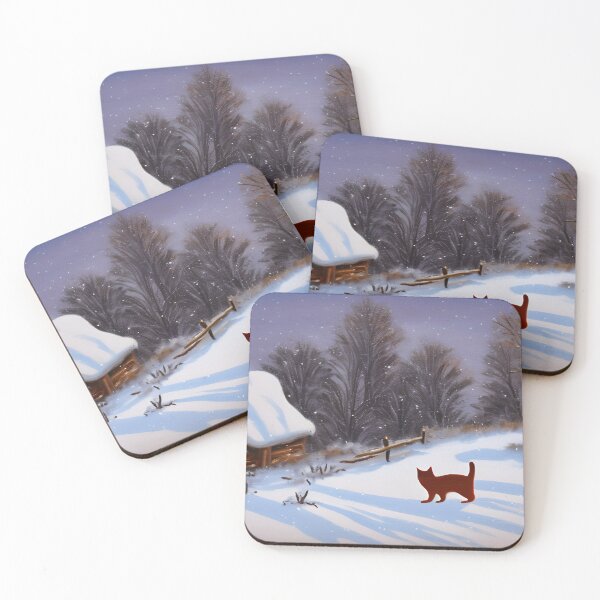 Item preview, Rustic Winter Morning Landscape With Cat designed and sold by DigitalMandy.